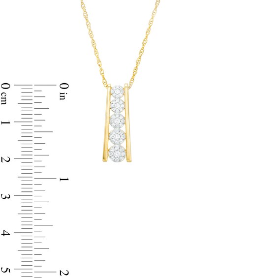 1/4 CT. T.w. Multi-Diamond Graduated Ladder Pendant in 10K Gold
