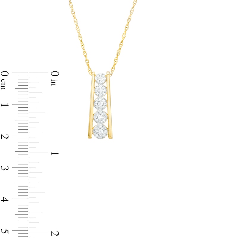 Main Image 3 of 1/4 CT. T.W. Multi-Diamond Graduated Ladder Pendant in 10K Gold