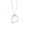 Thumbnail Image 1 of 1/20 CT. T.W. Diamond Beaded Bow Tied Tilted Heart Pendant in Sterling Silver and 10K Rose Gold