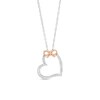 Thumbnail Image 0 of 1/20 CT. T.W. Diamond Beaded Bow Tied Tilted Heart Pendant in Sterling Silver and 10K Rose Gold