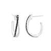 Thumbnail Image 1 of 1/5 CT. T.W. Black and White Diamond Criss-Cross J-Hoop Earrings in Sterling Silver