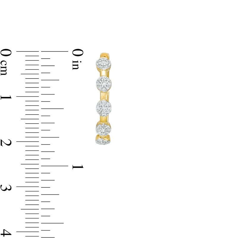 Main Image 3 of 3/8 CT. T.W. Multi-Diamond Station Hoop Earrings in 10K Gold