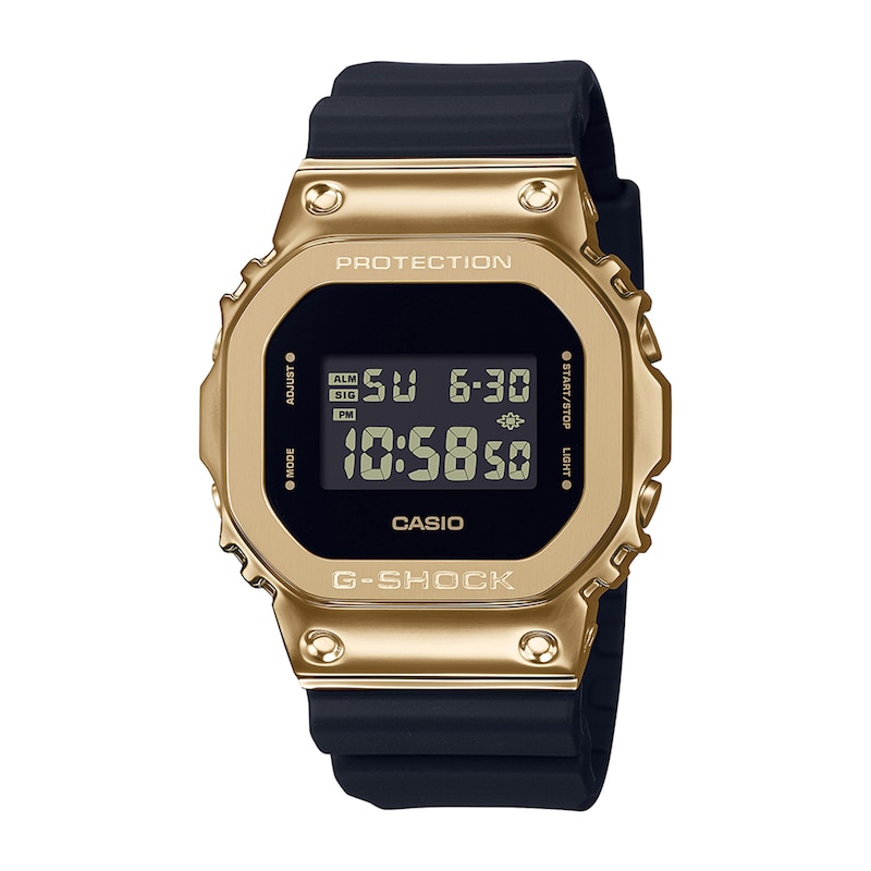 Main Image 1 of Men's Casio G-Shock Classic Gold-Tone IP Black Resin Strap Watch with Square Black Dial (Model: GM5600G-9)