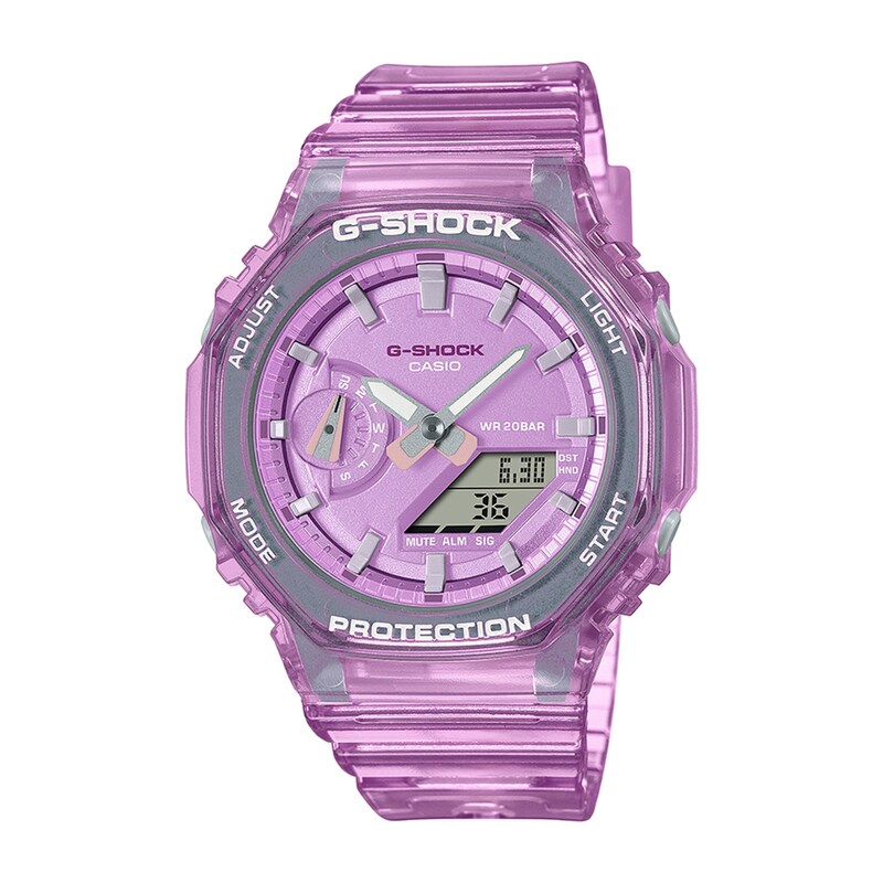 Main Image 1 of Ladies' Casio G-Shock Classic Clear Pink Resin Strap Watch (Model: GMAS2100SK4A)