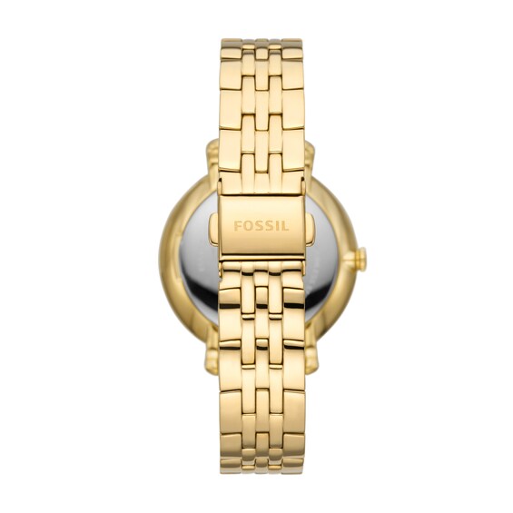 Ladies' Fossil Jacqueline Crystal Accent Gold-Tone Watch with Mother-of-Pearl Dial (Model: Es5167)
