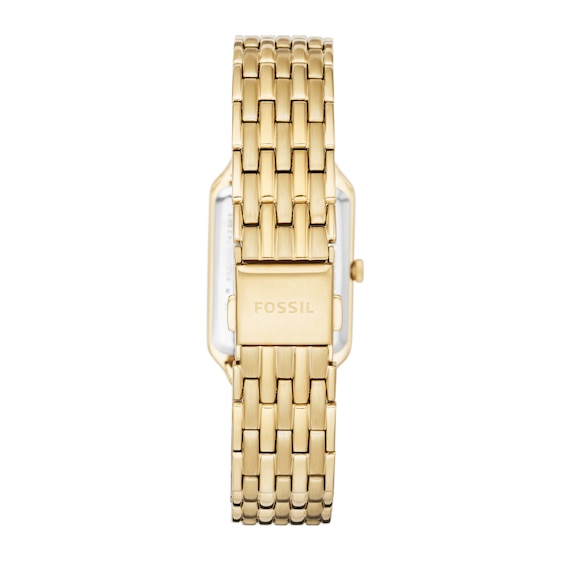 Ladies' Fossil Raquel Gold-Tone Watch with Rectangular White Dial (Model: Es5220)