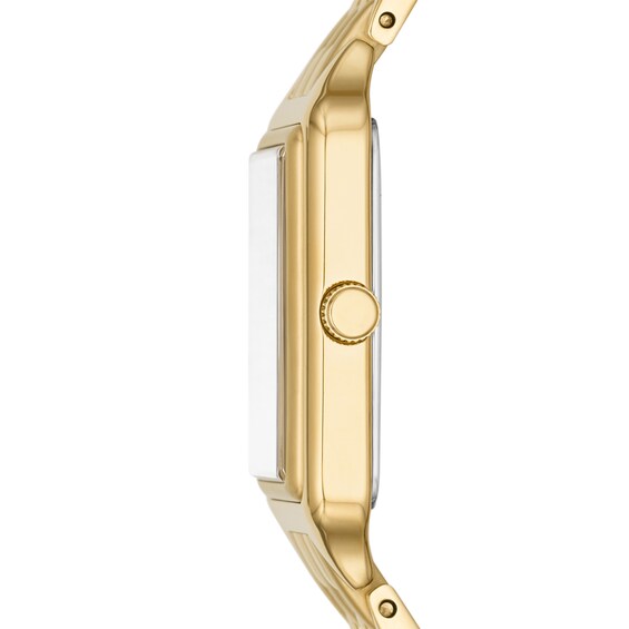 Ladies' Fossil Raquel Gold-Tone Watch with Rectangular White Dial (Model: Es5220)