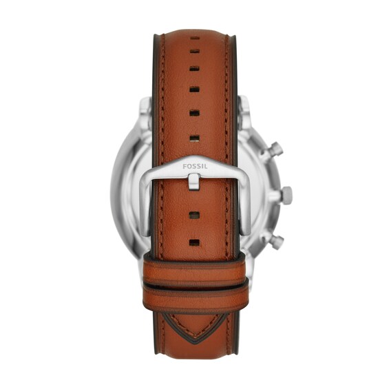 Men's Fossil Neutra Chrono Chronograph Brown Leather Strap Watch with Blue Dial and Bracelet Set (Model: Fs5708Set)