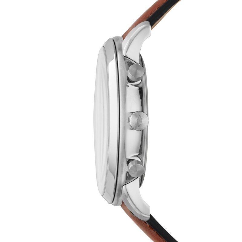 Main Image 3 of Men's Fossil Neutra Chrono Chronograph Brown Leather Strap Watch with Blue Dial and Bracelet Set (Model: FS5708SET)