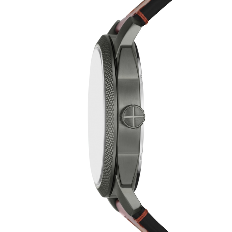 Main Image 3 of Men's Fossil Machine Gunmetal Grey Brown Leather Strap Watch with Grey Dial (Model: FS5900)