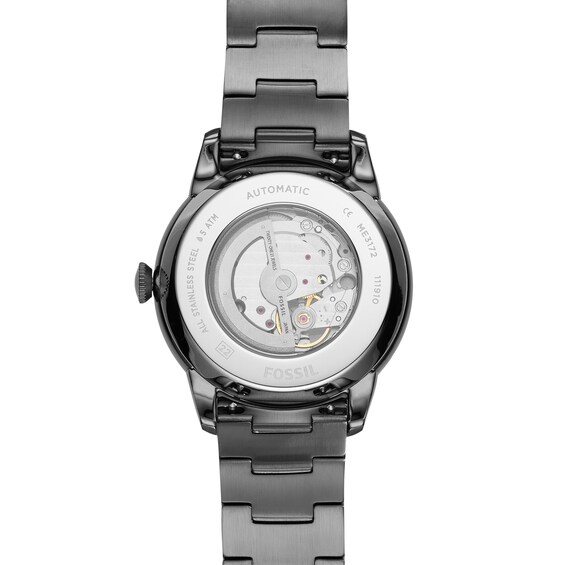 Men's Fossil Townsman Auto Gunmetal Grey Chronograph Automatic Watch with Black Skeleton Dial (Model: Me3172)