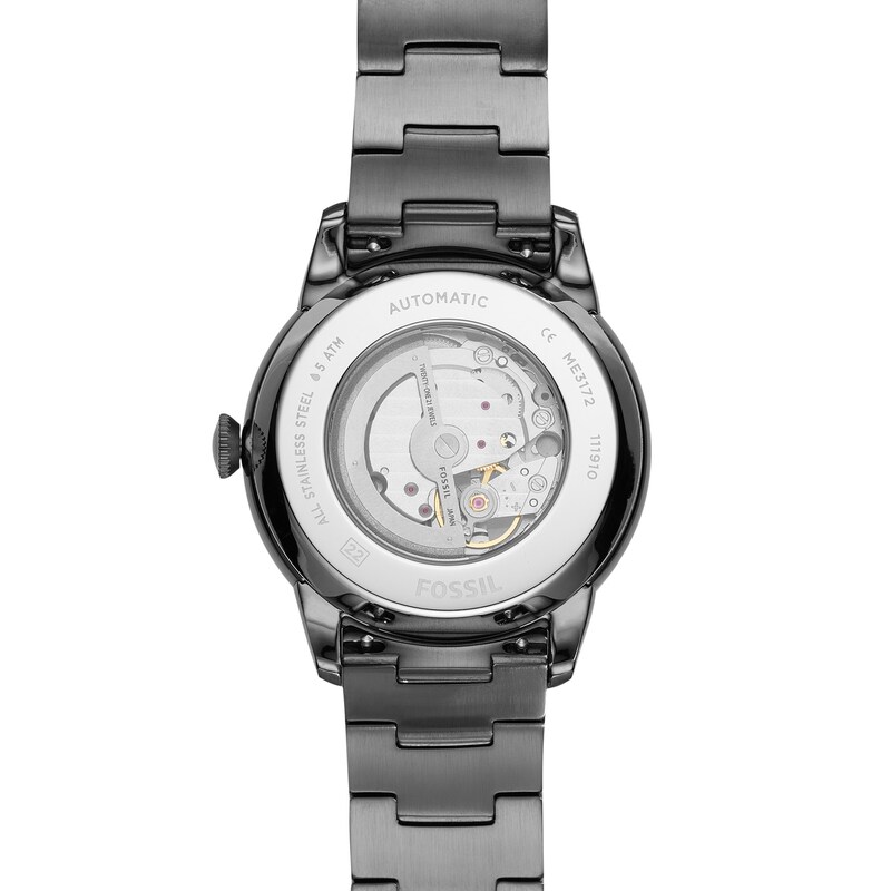 Main Image 4 of Men's Fossil Townsman Auto Gunmetal Grey Chronograph Automatic Watch with Black Skeleton Dial (Model: ME3172)
