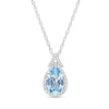 Thumbnail Image 1 of Pear-Shaped Blue Lab-Created Spinel and White Lab-Created Sapphire Frame Split Bail Pendant in Sterling Silver