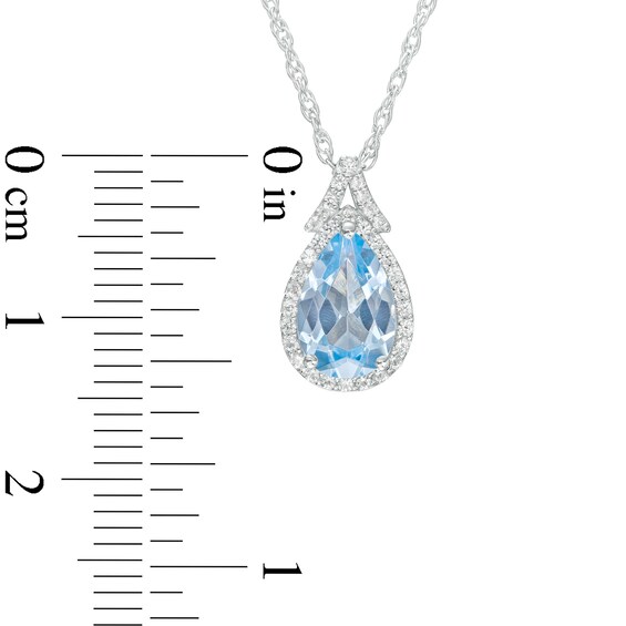 Pear-Shaped Blue Lab-Created Spinel and White Lab-Created Sapphire Frame Split Bail Pendant in Sterling Silver