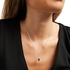 Thumbnail Image 2 of Pear-Shaped Blue and White Lab-Created Sapphire Frame Split Bail Pendant in Sterling Silver
