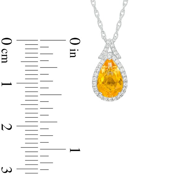 Pear-Shaped Citrine and White Lab-Created Sapphire Frame Split Bail Pendant in Sterling Silver