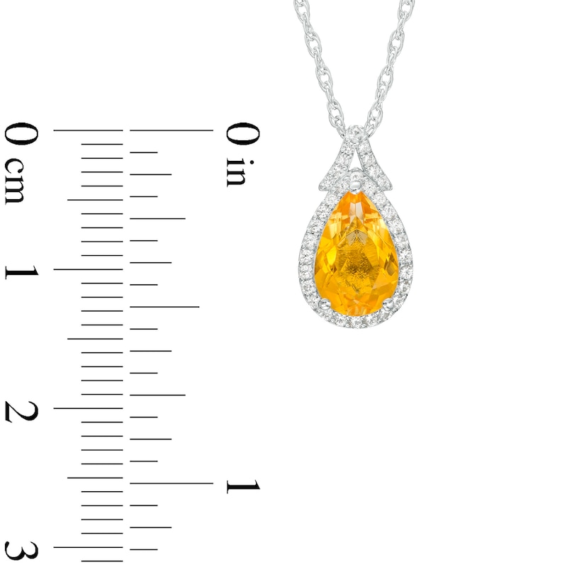 Main Image 3 of Pear-Shaped Citrine and White Lab-Created Sapphire Frame Split Bail Pendant in Sterling Silver