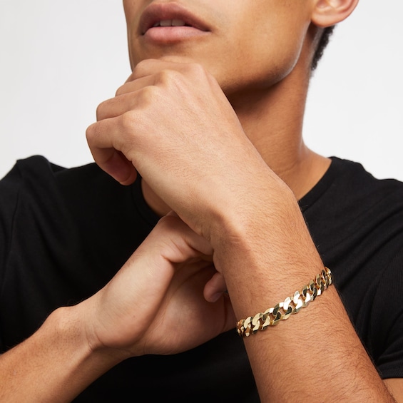 10.9mm Curb Chain Bracelet in Solid 10K Gold - 8.5"