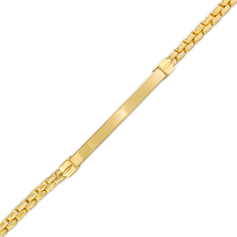 Main Image 1 of Men's Curved ID Link Bracelet in 10K Gold – 9&quot;
