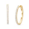 Thumbnail Image 1 of 2 CT. T.W. Diamond Oval Hoop Earrings in 14K Gold