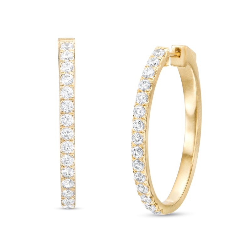 Main Image 1 of 2 CT. T.W. Diamond Oval Hoop Earrings in 14K Gold