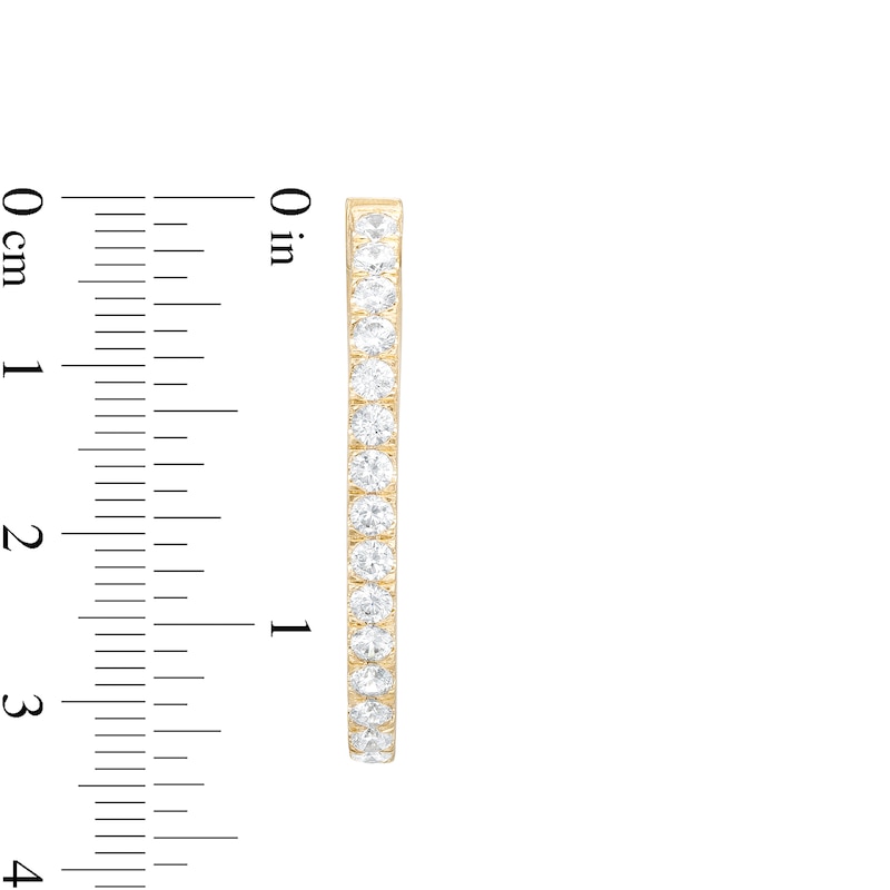 Main Image 3 of 2 CT. T.W. Diamond Oval Hoop Earrings in 14K Gold