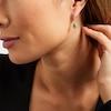 Thumbnail Image 2 of Pear-Shaped Peridot and White Lab-Created Sapphire Frame Drop Earrings in Sterling Silver