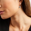 Thumbnail Image 2 of Pear-Shaped Swiss Blue Topaz and White Lab-Created Sapphire Frame Drop Earrings in Sterling Silver