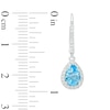 Thumbnail Image 3 of Pear-Shaped Swiss Blue Topaz and White Lab-Created Sapphire Frame Drop Earrings in Sterling Silver