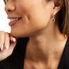 Thumbnail Image 2 of Pear-Shaped Garnet and White Lab-Created Sapphire Frame Drop Earrings in Sterling Silver
