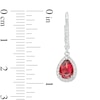 Thumbnail Image 3 of Pear-Shaped Garnet and White Lab-Created Sapphire Frame Drop Earrings in Sterling Silver