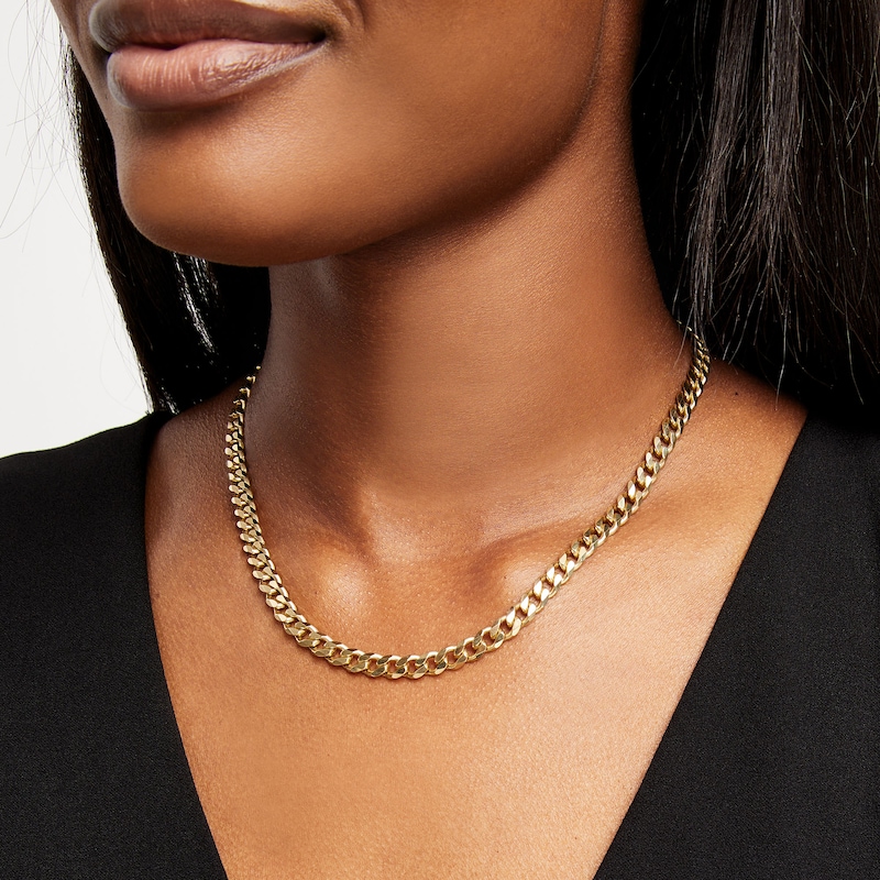 Main Image 2 of 6.3mm Curb Chain Necklace in Solid 10K Gold - 18"