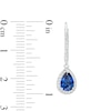 Thumbnail Image 2 of Pear-Shaped Blue and White Lab-Created Sapphire Frame Drop Earrings in Sterling Silver