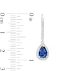 Thumbnail Image 3 of Pear-Shaped Blue and White Lab-Created Sapphire Frame Drop Earrings in Sterling Silver