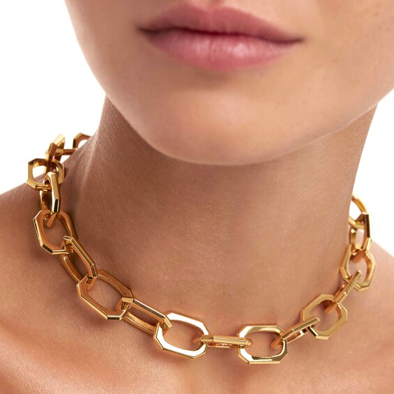 PDPAOLAâ¢ at Zales 14.5mm Paper Clip Link Chain Necklace in Brass with 18K Gold Plate â 20.67"