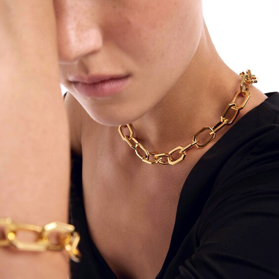 PDPAOLAâ¢ at Zales 14.5mm Paper Clip Link Chain Necklace in Brass with 18K Gold Plate â 20.67"