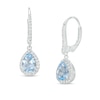 Thumbnail Image 1 of Pear-Shaped Blue Lab-Created Spinel and White Lab-Created Sapphire Frame Drop Earrings in Sterling Silver