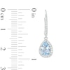 Thumbnail Image 3 of Pear-Shaped Blue Lab-Created Spinel and White Lab-Created Sapphire Frame Drop Earrings in Sterling Silver