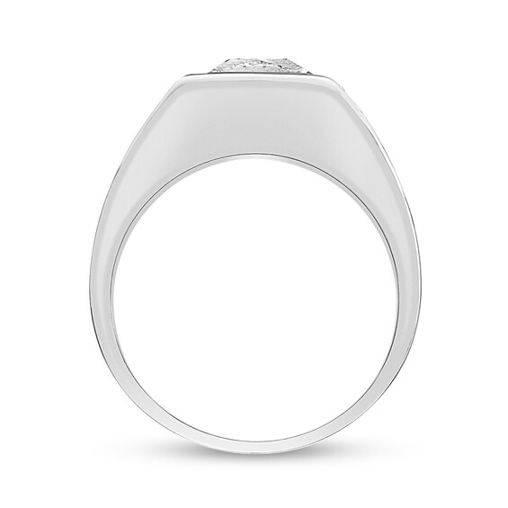 9.0mm Square-Cut White Lab-Created Sapphire Side Accent Wedding Band in Sterling Silver