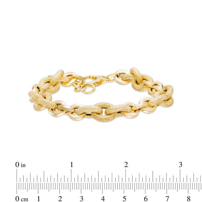Main Image 4 of Italian Gold 2.0mm Diamond-Cut Glitter Link Chain Alternating Bracelet in Hollow 14K Gold – 9&quot;