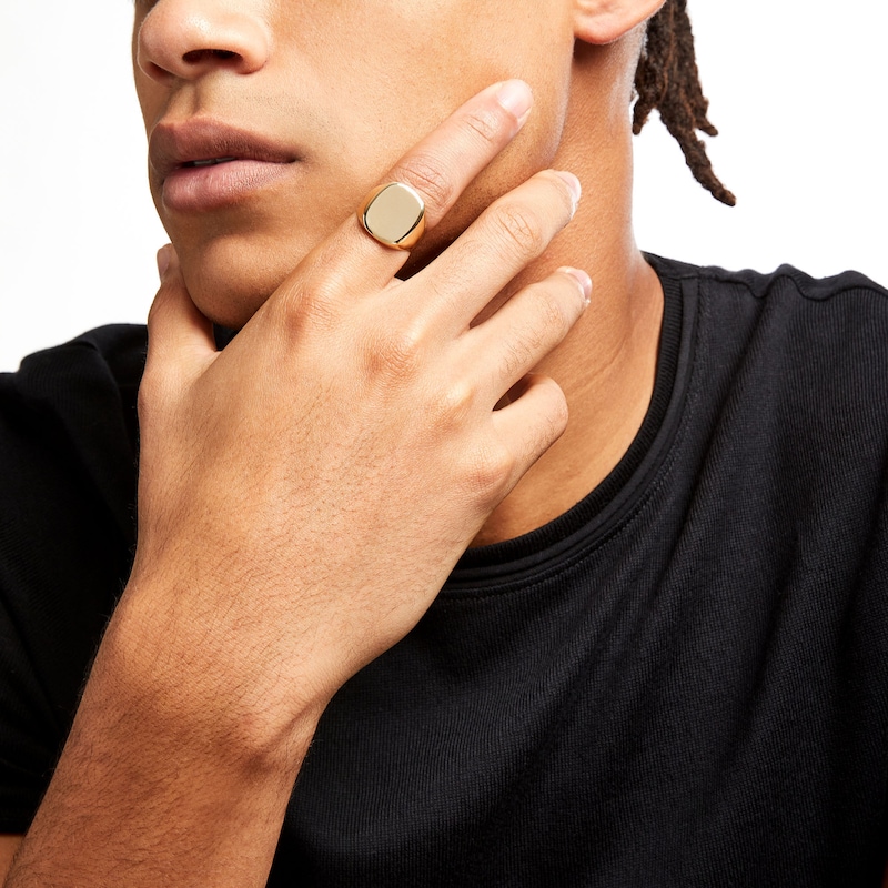 Main Image 2 of Men's Polished Signet Ring in 10K Gold