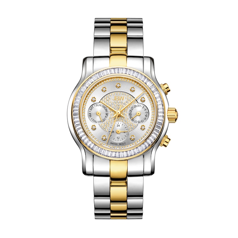 Main Image 1 of JBW Laurel 1/10 CT. T.W. Diamond and Crystal Accent Two-Tone Chronograph Watch with Silver-Tone Dial (Model: J6330F)