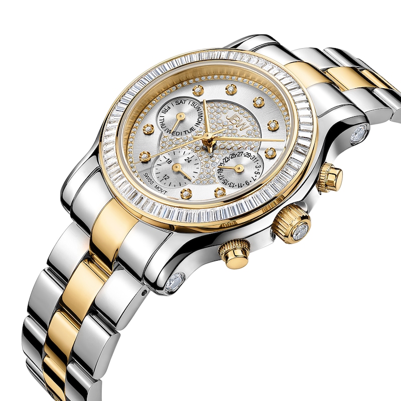 Main Image 2 of JBW Laurel 1/10 CT. T.W. Diamond and Crystal Accent Two-Tone Chronograph Watch with Silver-Tone Dial (Model: J6330F)