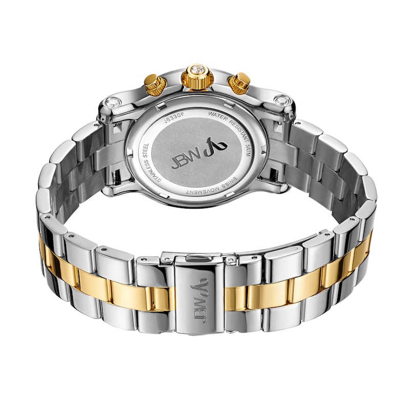 Main Image 3 of JBW Laurel 1/10 CT. T.W. Diamond and Crystal Accent Two-Tone Chronograph Watch with Silver-Tone Dial (Model: J6330F)