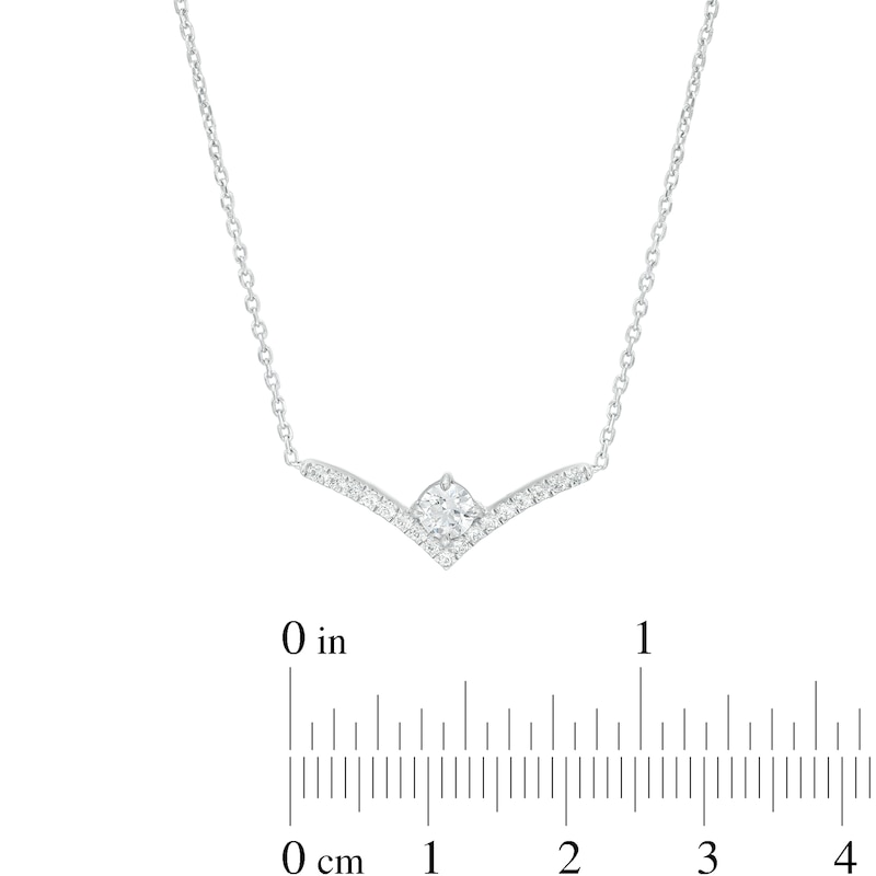 Main Image 4 of You're the One™ 1/3 CT. T.W. Certified Lab-Grown Diamond Chevron Necklace in 14K White Gold (F/SI2) – 18.5"