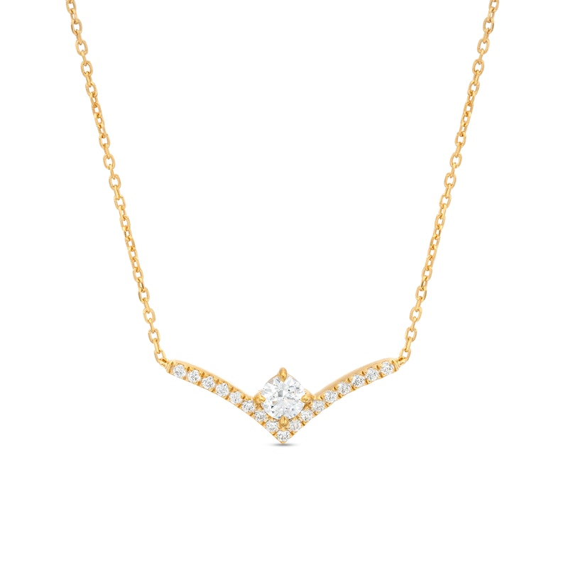 Main Image 1 of You're the One™ 1/3 CT. T.W. Certified Lab-Grown Diamond Chevron Necklace in 14K Gold (F/SI2) – 18.5"