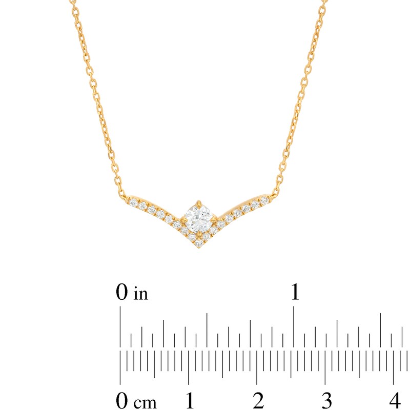 Main Image 4 of You're the One™ 1/3 CT. T.W. Certified Lab-Grown Diamond Chevron Necklace in 14K Gold (F/SI2) – 18.5"