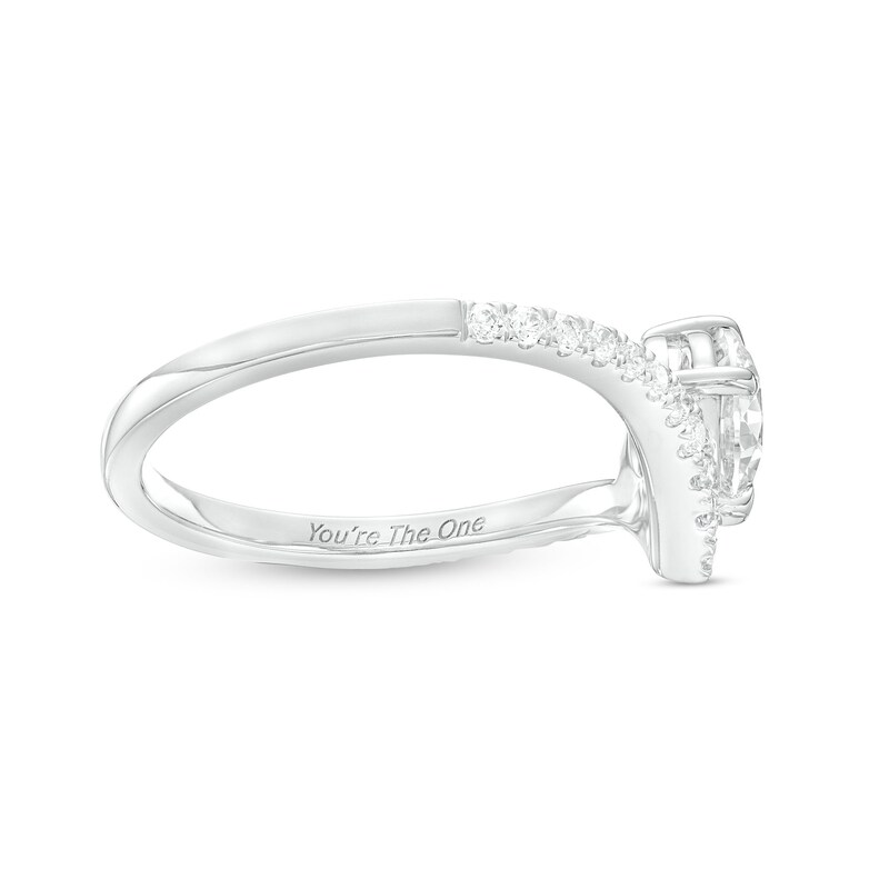 Main Image 3 of You're the One™ 3/4 CT. T.W. Certified Lab-Grown Diamond Chevron Engagement Ring in 14K White Gold (F/SI2)