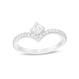 You're the One™ 3/8 CT. T.W. Certified Lab-Grown Diamond Chevron Engagement Ring in 14K White Gold (F/SI2)