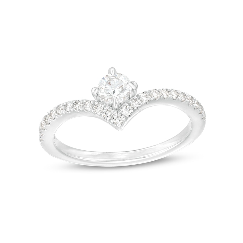 Main Image 1 of You're the One™ 3/8 CT. T.W. Certified Lab-Grown Diamond Chevron Engagement Ring in 14K White Gold (F/SI2)
